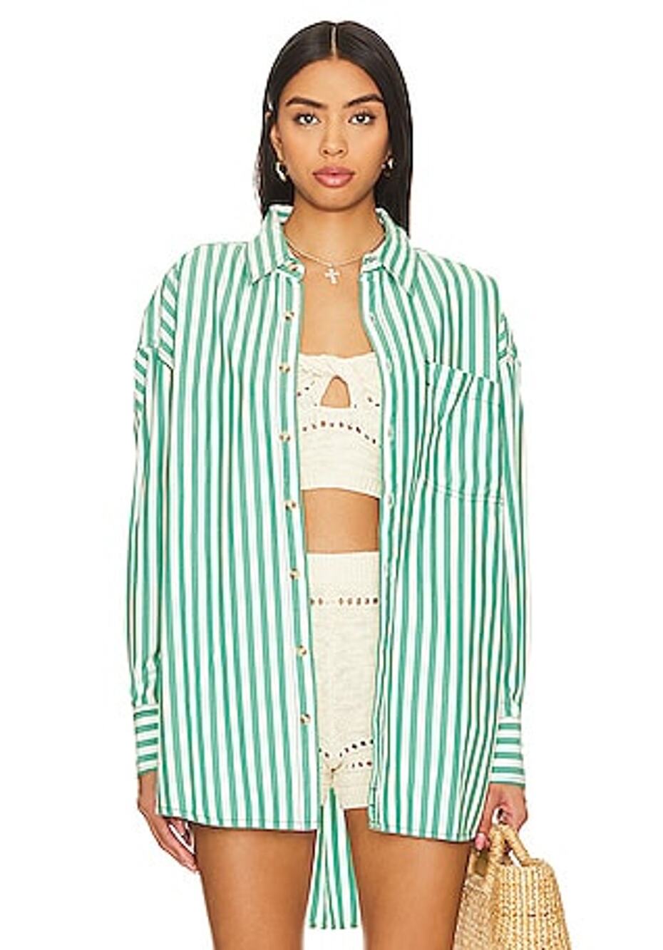 Free People We The Free Freddie Shirt - XS - French Green Combo